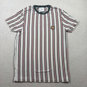 D&F Ricky Singh T-Shirt Mens Medium White Green Red Excellent Tiger Patch Stripe